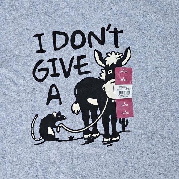 DOM Men Tee Gray Cotton Short Sleeve Crew Neck T Shirt I DONT GIVE A Size S NEW - Picture 5 of 8